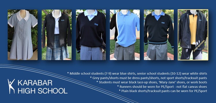 A postcard with images of all the uniform items and details about what to wear